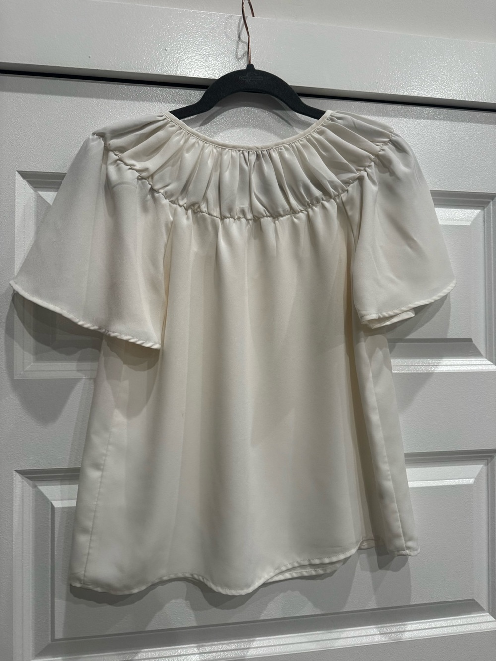 LOFT Ivory Flutter Sleeve Peasant Top - Picture 2 of 3
